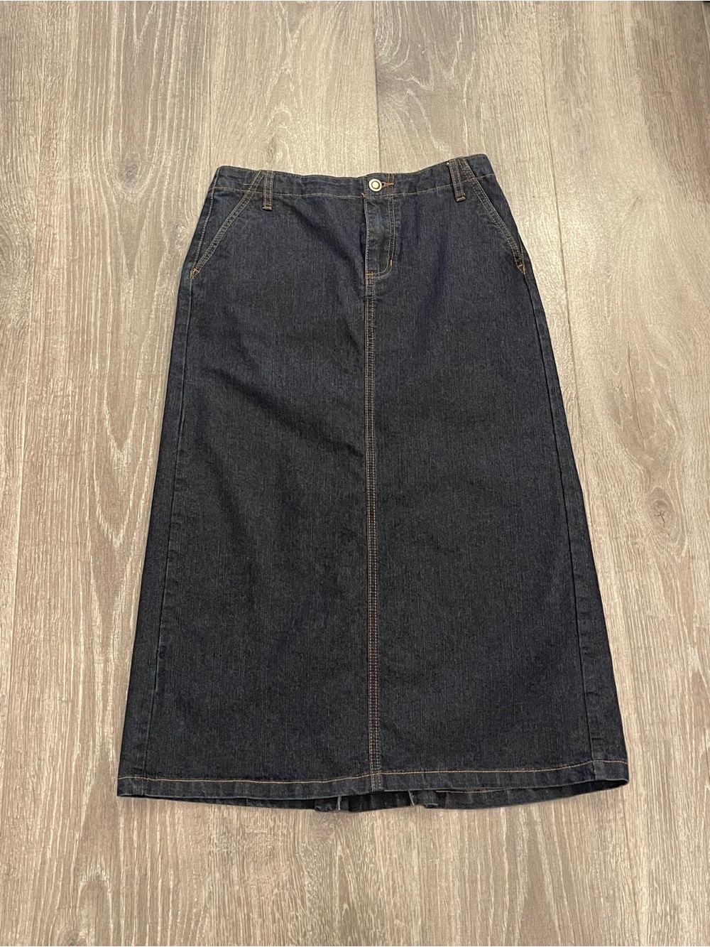 Christopher & Banks Dark Blue Denim Midi Skirt